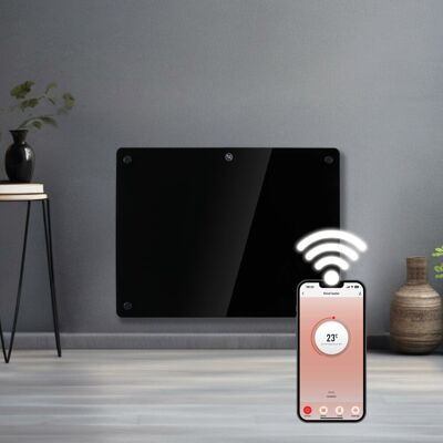 Futura Electric 1000W WIFI Glass Radiator Panel Heater Black Wall Mounted or Flo Futura Electric 1000W WIFI Glass Radiator Panel Heater Black Wall Mounted or Flo
