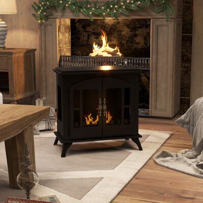 HOMCOM Ethanol Fireplace Stove Freestanding Bioethanol Fire w/ 0.9L Tank Black HOMCOM Ethanol Fireplace Stove Freestanding Bioethanol Fire w/ 0.9L Tank Black