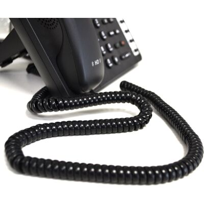 kenable Telephone Handset Coiled RJ10 Plug to RJ10 Plug Cable Lead Black 5m kenable Telephone Handset Coiled RJ10 Plug to RJ10 Plug Cable Lead Black 5m