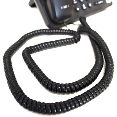 kenable Telephone Handset Coiled RJ10 Plug to RJ10 Plug Cable Lead Black 6m kenable Telephone Handset Coiled RJ10 Plug to RJ10 Plug Cable Lead Black 6m
