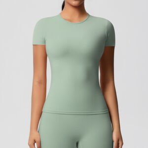 Unbranded (Basil green, XL) Solid color double-sided brushed tight sports short-sleeved T- Unbranded (Basil green, XL) Solid color double-sided brushed tight sports short-sleeved T-