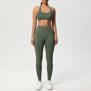 Unbranded (Suit-olive green, XS) Seamless solid color beautiful back halter sports bra yog Unbranded (Suit-olive green, XS) Seamless solid color beautiful back halter sports bra yog