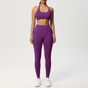 Unbranded (Suit-Plum Purple, XL) Seamless solid color beautiful back halter sports bra yog Unbranded (Suit-Plum Purple, XL) Seamless solid color beautiful back halter sports bra yog