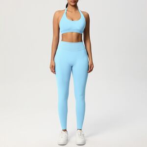 Unbranded (Suit - light blue, S) Seamless solid color beautiful back halter sports bra yog Unbranded (Suit - light blue, S) Seamless solid color beautiful back halter sports bra yog
