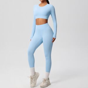 Unbranded (Suit-sky blue, XL) Solid color double-sided nylon brushed nude tight sports yog Unbranded (Suit-sky blue, XL) Solid color double-sided nylon brushed nude tight sports yog