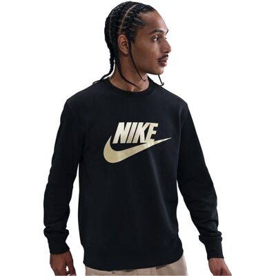 (L, Black/Gold) Nike Mens Sportswear Club Jersey Regular Long-Sleeved Sweatshirt (L, Black/Gold) Nike Mens Sportswear Club Jersey Regular Long-Sleeved Sweatshirt