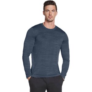 (XL, Smoke Blue/Blue Iris) Skechers Mens On The Road Long Sleeve Crew Neck Perfo (XL, Smoke Blue/Blue Iris) Skechers Mens On The Road Long Sleeve Crew Neck Perfo