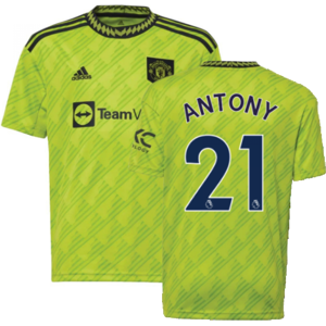 Adidas Antony 21 Green Kids Football Shirt - Third Manchester United 2022-2023 Adidas Antony 21 Green Kids Football Shirt - Third Manchester United 2022-2023