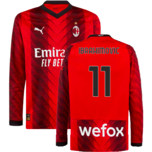 Puma (M) 2023-2024 AC Milan Long Sleeve Home Shirt (Ibrahimovic 11) Puma (M) 2023-2024 AC Milan Long Sleeve Home Shirt (Ibrahimovic 11)