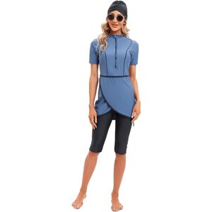 Unbranded (Dusty Blue, L) Women Modest Swimwear Islamic Muslim Swimsuit Short Sleeve Zippe Unbranded (Dusty Blue, L) Women Modest Swimwear Islamic Muslim Swimsuit Short Sleeve Zippe
