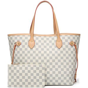 Unbranded (White) Women Checkered Tote Shoulder Bag Purse PU Leather Handbag Bag With Inne Unbranded (White) Women Checkered Tote Shoulder Bag Purse PU Leather Handbag Bag With Inne
