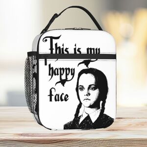 Famgem Lunch Bag Wednesday Addams - This Is My Happy Face Tote Insulated Cooler Kids Sc Famgem Lunch Bag Wednesday Addams - This Is My Happy Face Tote Insulated Cooler Kids Sc
