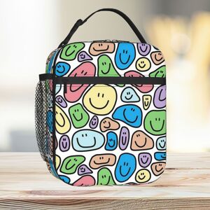 Famgem Smiley Faces Insulated Lunch Bag Tote - Large Capacity Cooler for Kids' S Famgem Smiley Faces Insulated Lunch Bag Tote - Large Capacity Cooler for Kids' S