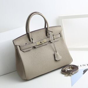 Unbranded (Light gray, 30*23*16cm) Ladies Women Leather Handbag Birkin First Layer Cowhide Unbranded (Light gray, 30*23*16cm) Ladies Women Leather Handbag Birkin First Layer Cowhide