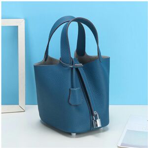 nobrand (? Blue (head layer cowhide), small) New Litchi Pattern Casual Dish, Bag Leather nobrand (? Blue (head layer cowhide), small) New Litchi Pattern Casual Dish, Bag Leather