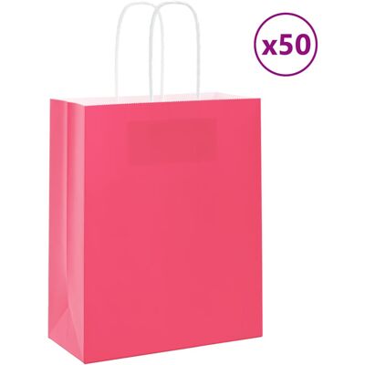 vidaXL Pink Paper Carrier Bags - 50 pcs - 18x8x22 cm - Eco-friendly vidaXL Pink Paper Carrier Bags - 50 pcs - 18x8x22 cm - Eco-friendly