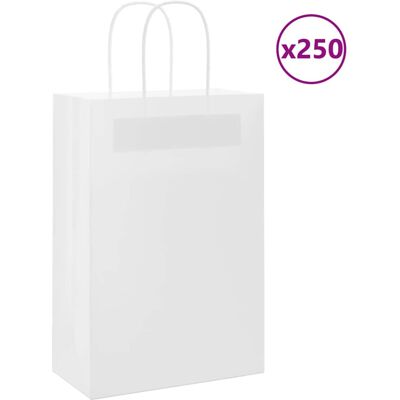 vidaXL White Kraft Paper Bags 250 pcs - Paper Bags vidaXL White Kraft Paper Bags 250 pcs - Paper Bags