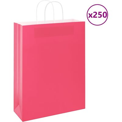 vidaXL Pink Paper Bags 250 pcs Handles - Paper Bags vidaXL Pink Paper Bags 250 pcs Handles - Paper Bags