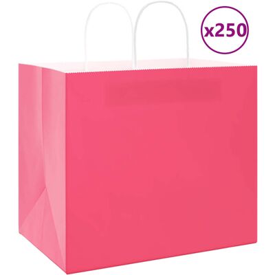 vidaXL Pink 21x11x36 cm Paper Bags 250 pcs with Handles - Paper Bags vidaXL Pink 21x11x36 cm Paper Bags 250 pcs with Handles - Paper Bags