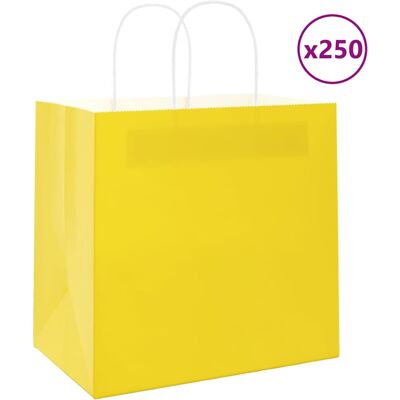 vidaXL Paper Bags 250 pcs with Handles Brown - Paper Bags vidaXL Paper Bags 250 pcs with Handles Brown - Paper Bags