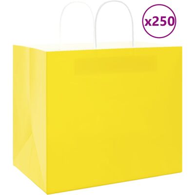 vidaXL Paper Bags 250 pcs with Handles Brown 32x22x28cm vidaXL Paper Bags 250 pcs with Handles Brown 32x22x28cm