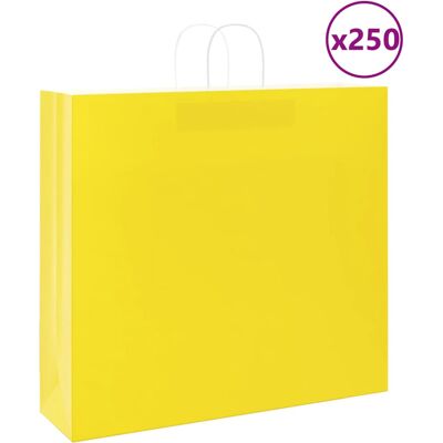 vidaXL Yellow Kraft Paper Bags 250 pcs - Paper Bags vidaXL Yellow Kraft Paper Bags 250 pcs - Paper Bags
