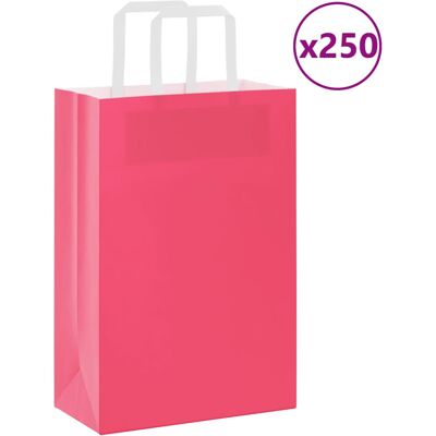 vidaXL Paper Carrier Bags 250 pcs with Handles Pink - Paper Carrier Bags vidaXL Paper Carrier Bags 250 pcs with Handles Pink - Paper Carrier Bags