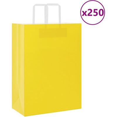 (yellow, 32 x 17 x 44 cm/ 250 pcs) vidaXL Paper Bags 250 pcs with Handles White (yellow, 32 x 17 x 44 cm/ 250 pcs) vidaXL Paper Bags 250 pcs with Handles White