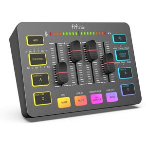 FIFINE Gaming Audio Mixer for Streaming, RGB PC Audio Interface, DJ Mixer with X FIFINE Gaming Audio Mixer for Streaming, RGB PC Audio Interface, DJ Mixer with X