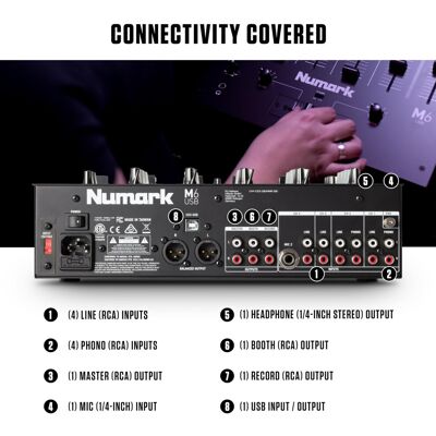 Numark M6 USB 4-Channel DJ Mixer with Built-In Audio Interface, 3-Band EQ, Micro Numark M6 USB 4-Channel DJ Mixer with Built-In Audio Interface, 3-Band EQ, Micro