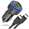 USB C Car Charger Adapter 66W, Tepow 3 Port USB Car Charger Fast Charge with USB