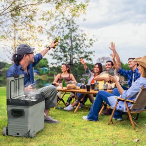 Outsunny 45L Camping Fridge Freezer Dual Zone Car Fridge, DC & AC Outsunny 45L Camping Fridge Freezer Dual Zone Car Fridge, DC & AC