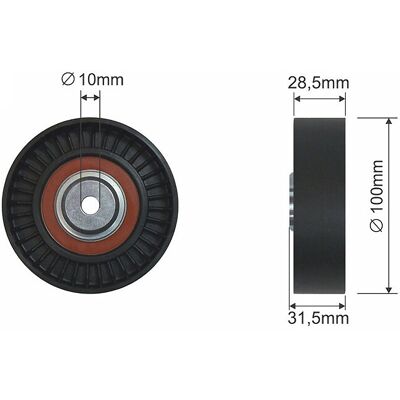 Alfa Romeo RNK-AR-007 Tensioner Pulley - Tensioner pulley for serpentine belt, 100mm diameter Alfa Romeo RNK-AR-007 Tensioner Pulley - Tensioner pulley for serpentine belt, 100mm diameter