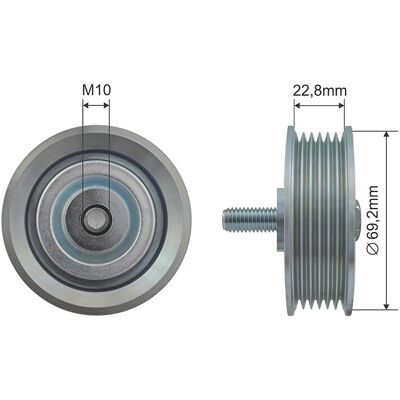 NTY RNK-HY-511 tensioner pulley for Hyundai/Kia - 69mm diameter, 22mm width NTY RNK-HY-511 tensioner pulley for Hyundai/Kia - 69mm diameter, 22mm width