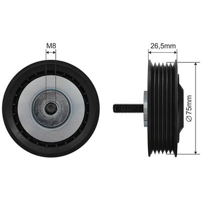 Nty Timing Belt Tensioner Pulley - 26x75mm Plastic Nty Timing Belt Tensioner Pulley - 26x75mm Plastic