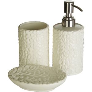 Premier Housewares Magnolia 3Pc Bathroom Set, Cream Premier Housewares Magnolia 3Pc Bathroom Set, Cream