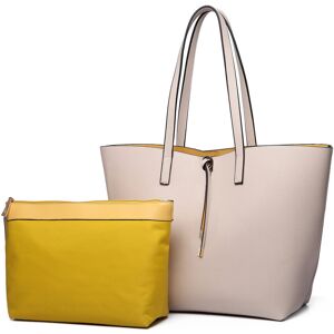 Miss Lulu (Beige 6628) Reversible Faux Leather Handbag & Pouch Miss Lulu (Beige 6628) Reversible Faux Leather Handbag & Pouch