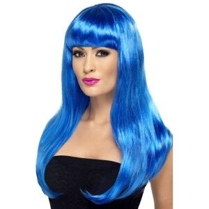 Smiffys Smiffy's Babelicious Wig Long Straight With Fringe - Blue - wig babelicious lon Smiffys Smiffy's Babelicious Wig Long Straight With Fringe - Blue - wig babelicious lon