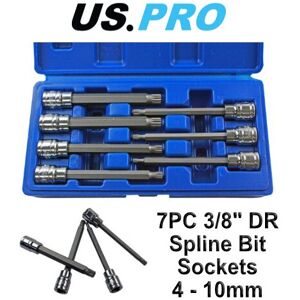 US PRO 7pc 3/8"dr 110mm Long Spline Bit Socket Set 4 - 10mm 1496 US PRO 7pc 3/8"dr 110mm Long Spline Bit Socket Set 4 - 10mm 1496