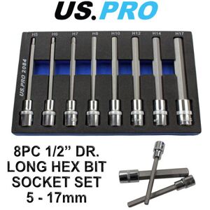 US PRO 8pc 1/2Dr 140mm Long Hex Bits Sockets Key Set Allen 5 - 17mm US PRO 8pc 1/2Dr 140mm Long Hex Bits Sockets Key Set Allen 5 - 17mm