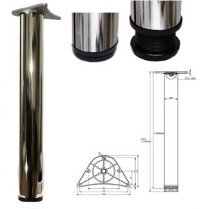 GTV 1 x 1100mm Adjustable Chrome Breakfast Bar Worktop Support Table Leg 80mm GTV 1 x 1100mm Adjustable Chrome Breakfast Bar Worktop Support Table Leg 80mm