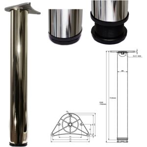 GTV 1 x 710mm Adjustable Chrome Breakfast Bar Worktop Support Table Leg 80mm GTV 1 x 710mm Adjustable Chrome Breakfast Bar Worktop Support Table Leg 80mm