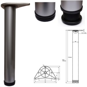 GTV 1 x 710mm Adjustable Aluminium Breakfast Bar Worktop Support Table Leg 80mm GTV 1 x 710mm Adjustable Aluminium Breakfast Bar Worktop Support Table Leg 80mm