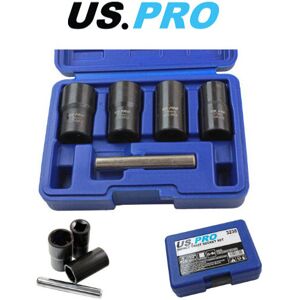 US PRO 5PC 1/2" DR Impact Twist Socket Set - Remove Rounded Nuts, Bolts & Studs US PRO 5PC 1/2" DR Impact Twist Socket Set - Remove Rounded Nuts, Bolts & Studs