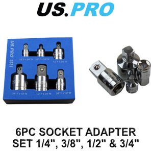 US PRO 6pc Socket Adaptor Set - Reducer Set - Step Up And Step Down US PRO 6pc Socket Adaptor Set - Reducer Set - Step Up And Step Down