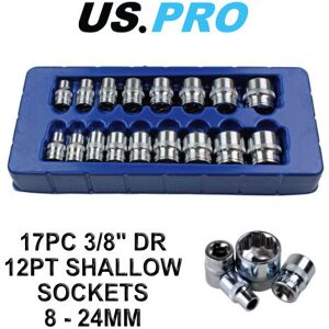 US PRO 17pc 3/8 Dr Shallow Sockets 12 Point 8 - 24mm 3248 US PRO 17pc 3/8 Dr Shallow Sockets 12 Point 8 - 24mm 3248