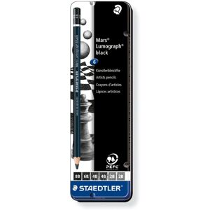 STAEDTLER 100B G6 Mars Lumograph Pencils, Black, Pack of 6 STAEDTLER 100B G6 Mars Lumograph Pencils, Black, Pack of 6