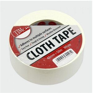 TIMco CTWHITE Cloth Tape White 50m x 48mm TIMco CTWHITE Cloth Tape White 50m x 48mm