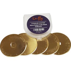 Driffy Rotary Cutter Blades 45mm Titanium 5-PACK for OLFA, Fiskars, DAFA and Truecut Driffy Rotary Cutter Blades 45mm Titanium 5-PACK for OLFA, Fiskars, DAFA and Truecut