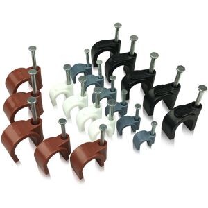 On1shelf (Brown, 12mm) Round Cable Clips with fixing nail, 50 Pieces On1shelf (Brown, 12mm) Round Cable Clips with fixing nail, 50 Pieces